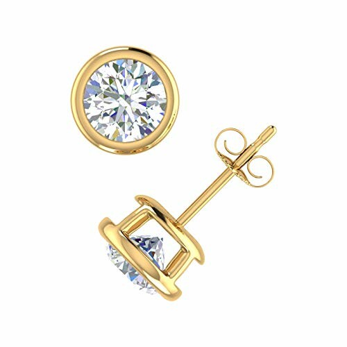Gold diamond stud earrings with a round cut design.