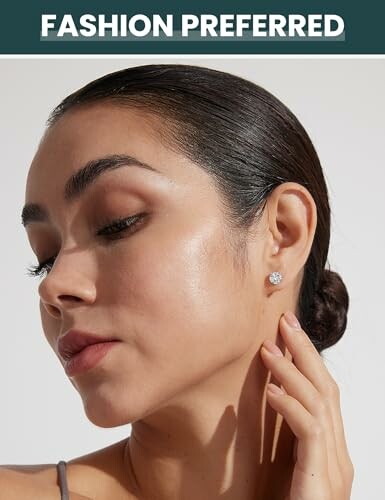 Woman wearing a diamond earring